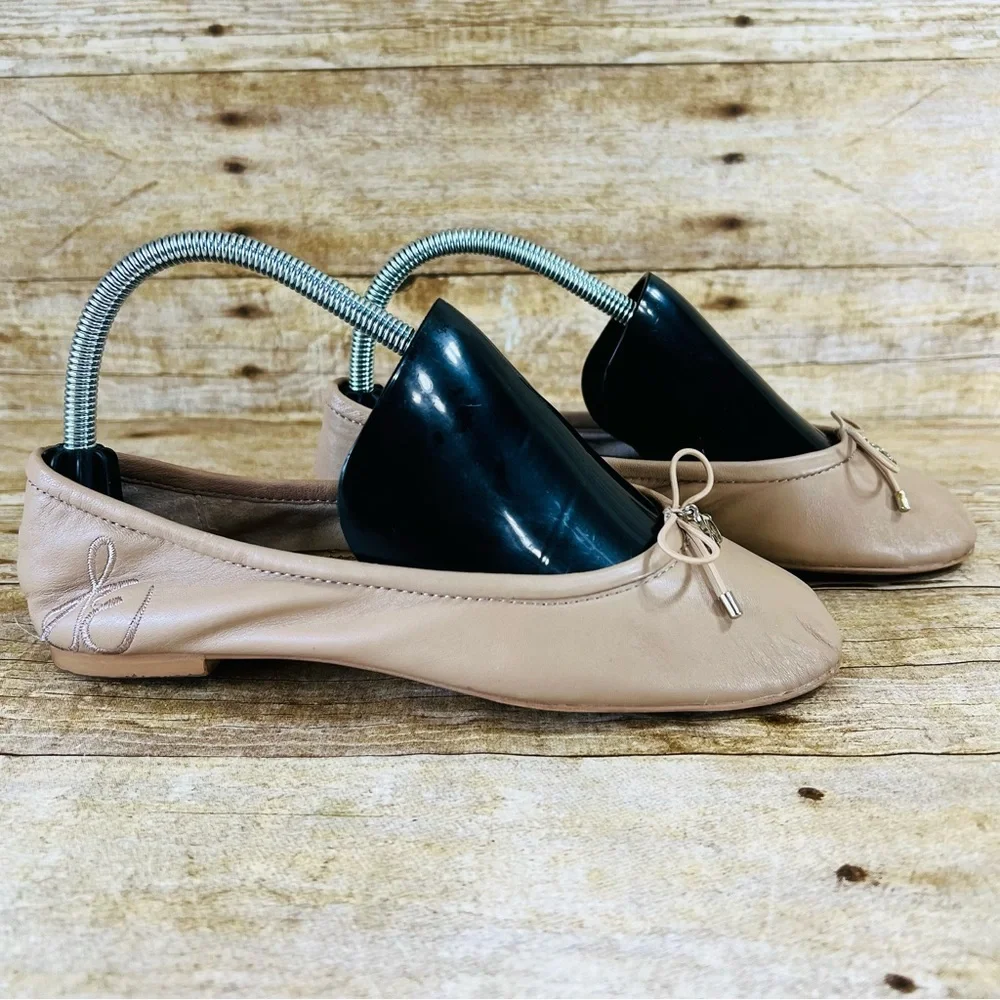 Sam Edelman Felicia Ballet Flats Beige Leather Bow Charm Shoes Womens 6M - Picture 10 of 16
